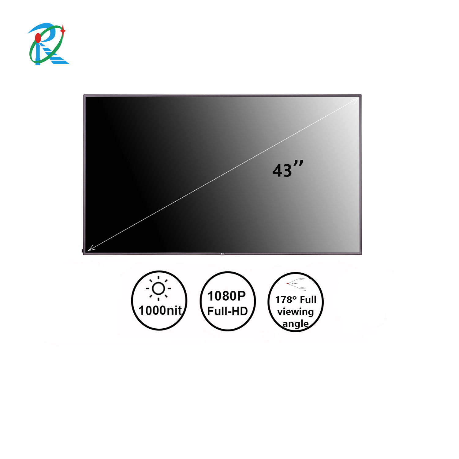FHD 43 inch industrial lcd panel, 4k outdoor lcd display with LG brand