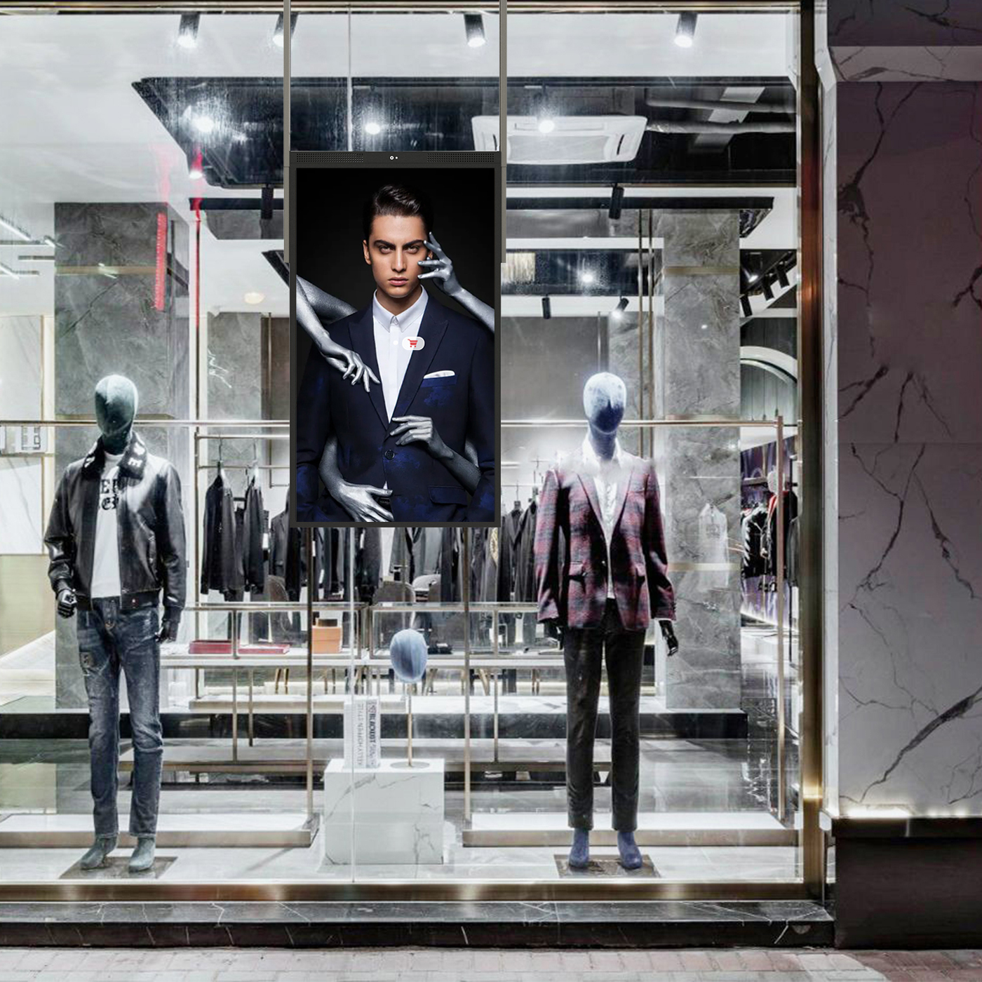 49" 2500nit digital signage window facing display