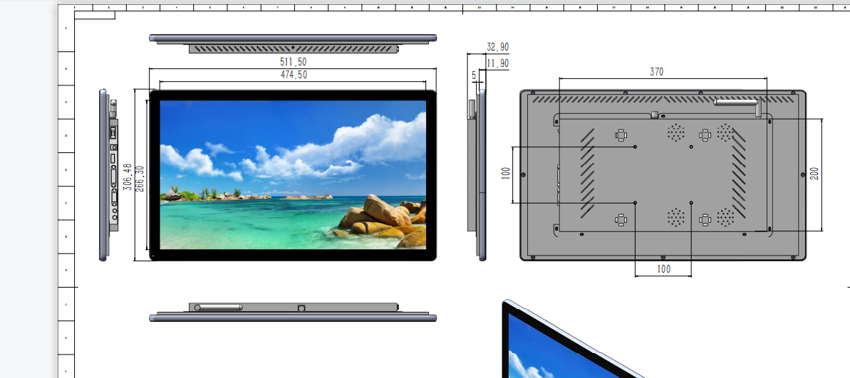 21.5 inch 1000 nits all in one LCD display with HDMI  