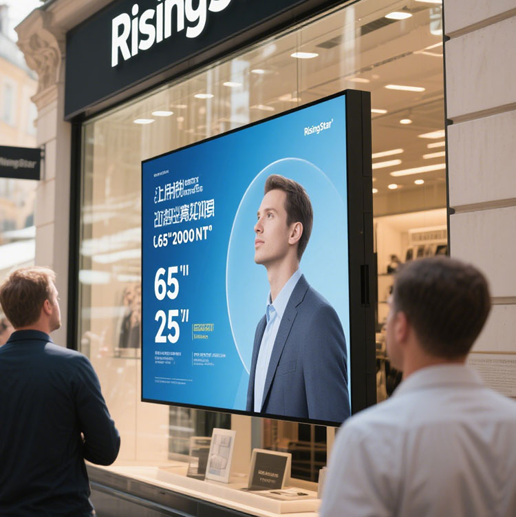 65 Inch 2000 Nits  Window Facing  Advertising Display