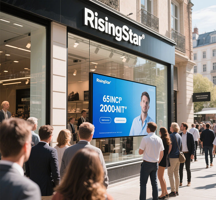 65 Inch 2000 Nits  Window Facing  Advertising Display