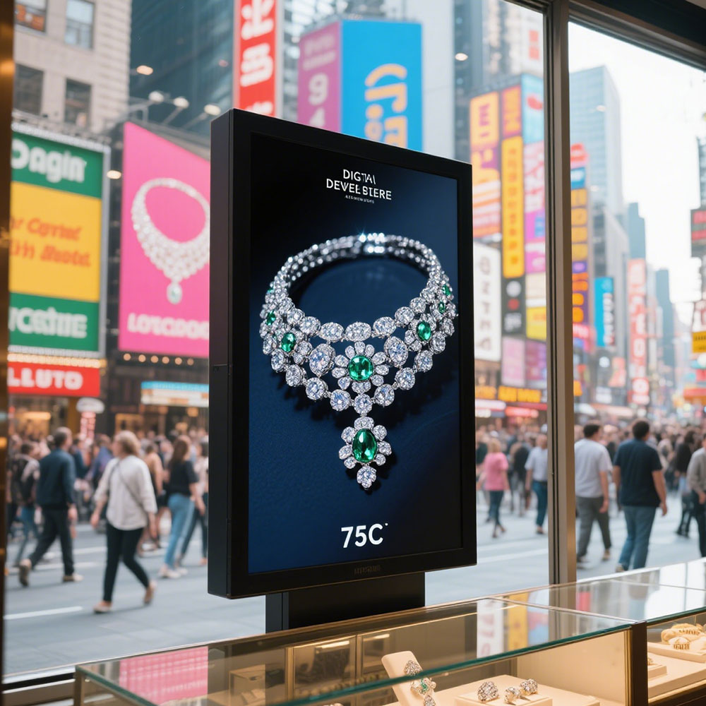 75inch UHD high brightness LCD TFT panel with 3500nits brightness for window facing display 