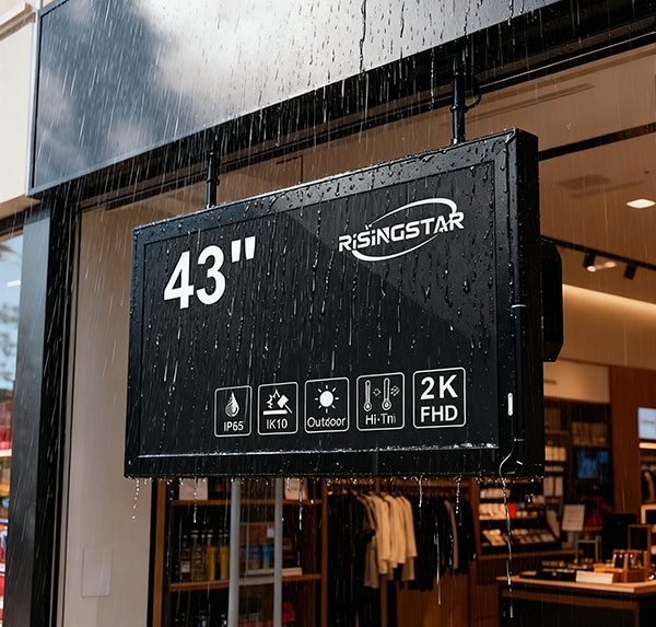 Outdoor waterproof digital signage under rain