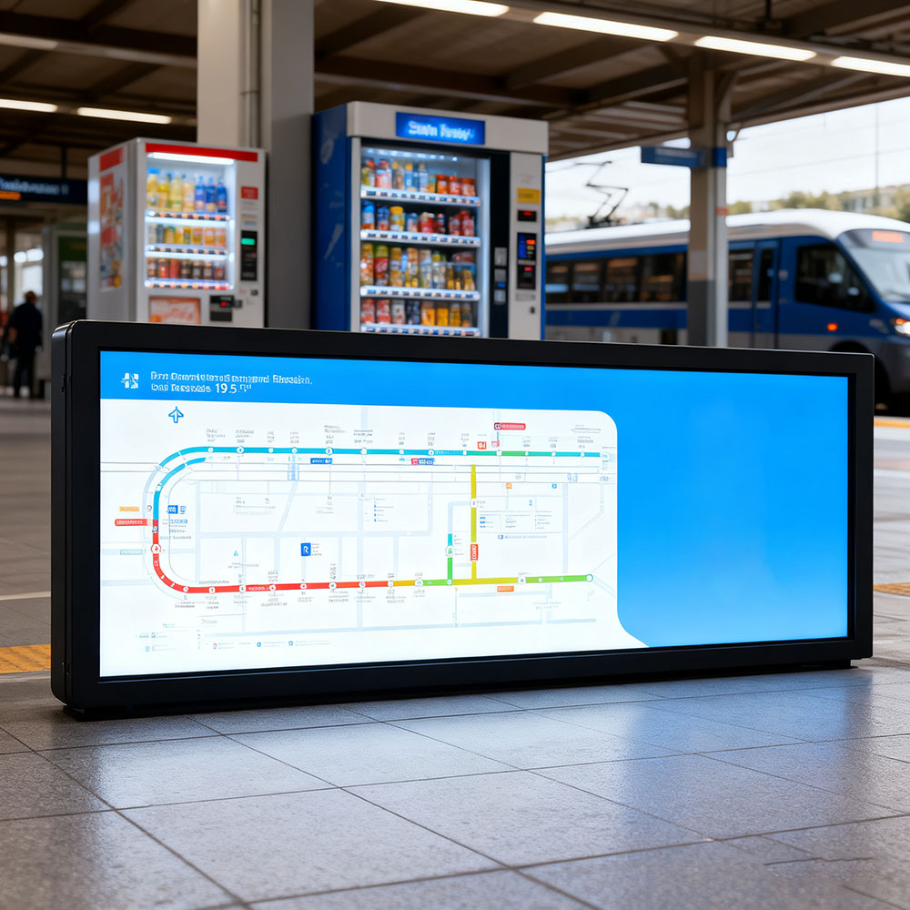 37" high brightness stretch LCD bar for passenger information display