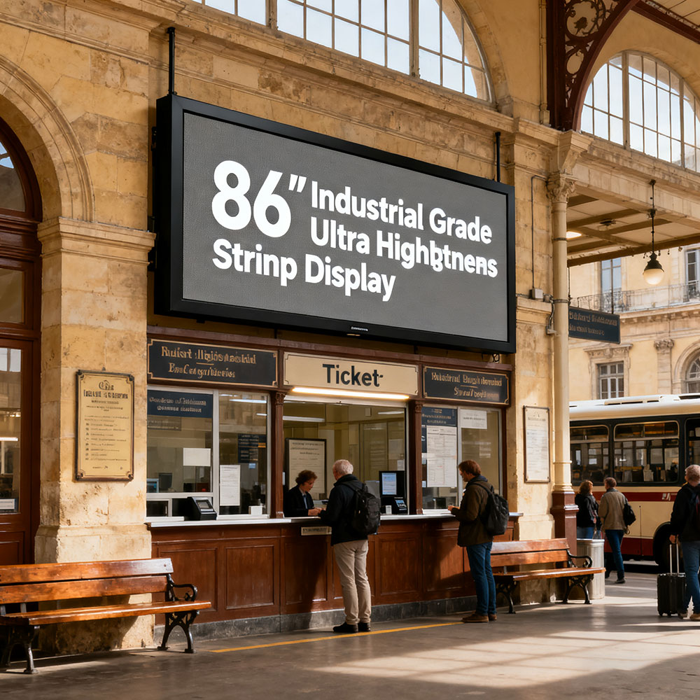 86" Industrial Grade uUltra High Brightness Strip Display