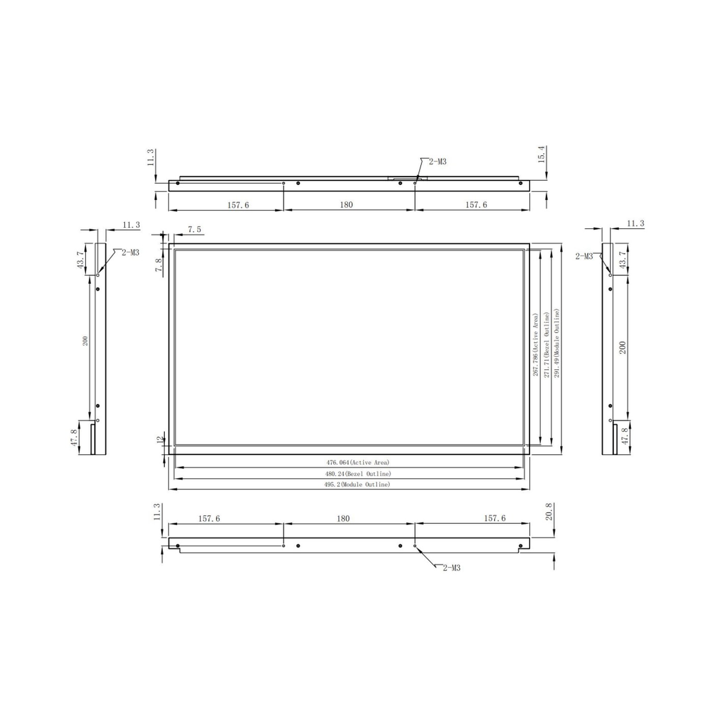 RS215HAN-GD15 21.5" 1500 Nits Sunlight Readable Panel