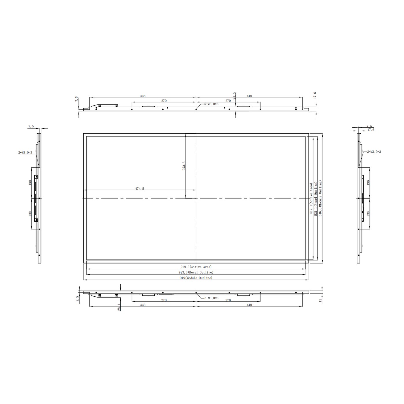 RS420HJ2-NE10 42" 1000 Nits Sunlight Readable Panel