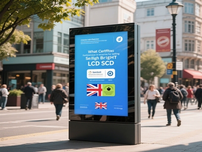What certification is required for selling high brightness LCD displays in the UK