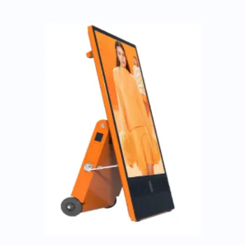 43 inch outdoor portable battery powered digital signage display with castor wheels