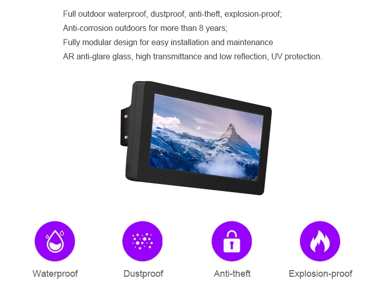 Sunlight readable outdoor waterproof lcd monitor