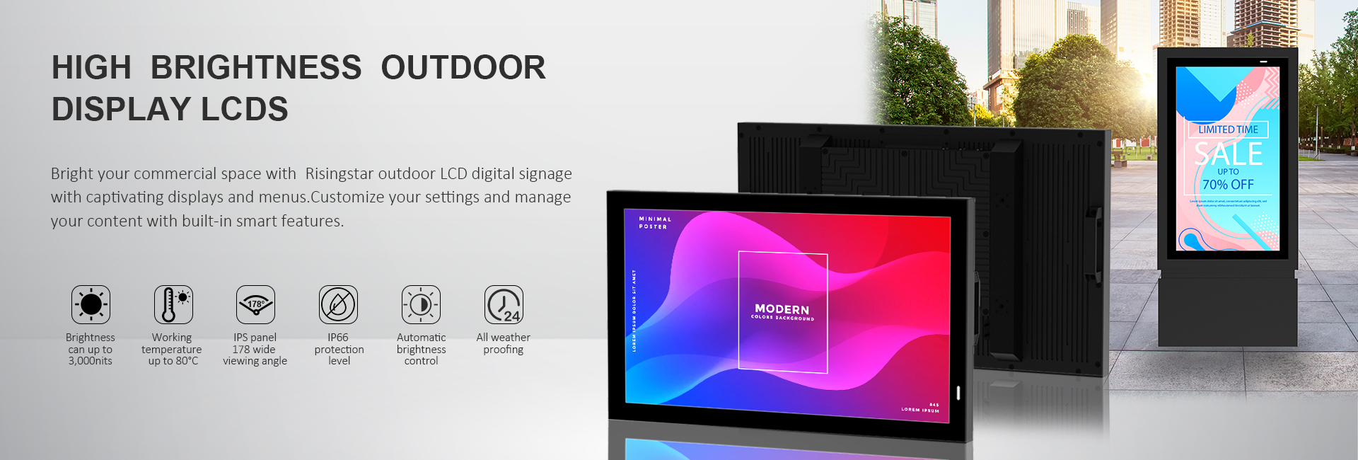 Risingstar high brightness outdoor LCD display