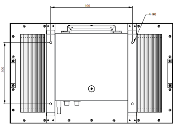 drawing of the 55-inch outdoor fanless LCD display